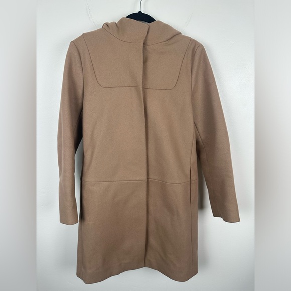 COS Jackets & Blazers - COS Wool Mix Camel Hooded Zip Up Trench Coat Size 4